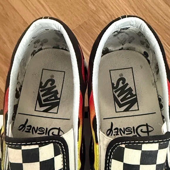 Vans Disney Mickey and Minnie Checkered Slip-Ons with Flames - Picture 2 of 4